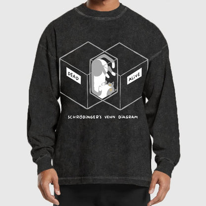 Schrodingers Venn Diagram Washed Long Sleeve Tee
