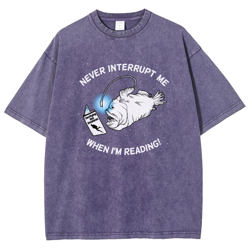 Angler Fish Reading Vintage Distressed T-shirt