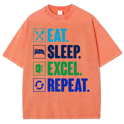 Eat Sleep Excel Repeat Funny Excel Vintage Distressed T-shirt