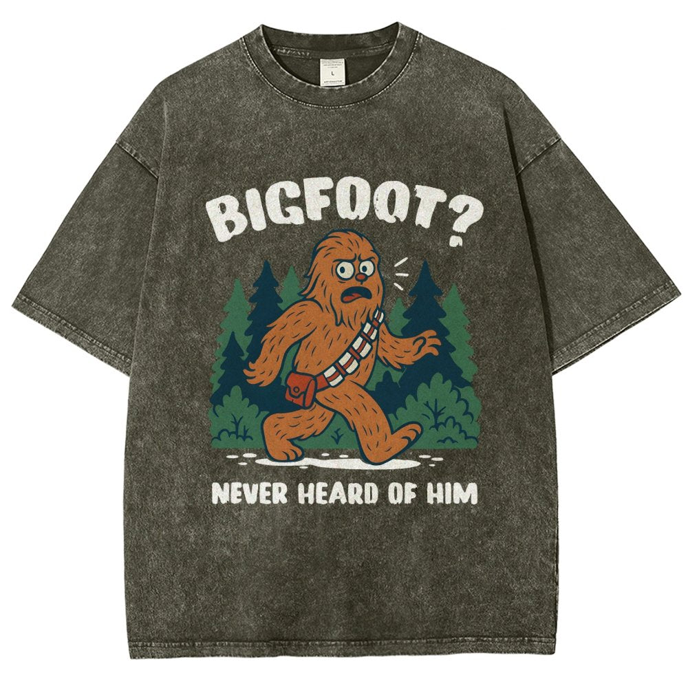Bigfoot Never Heard Of Him Vintage Distressed T-shirt