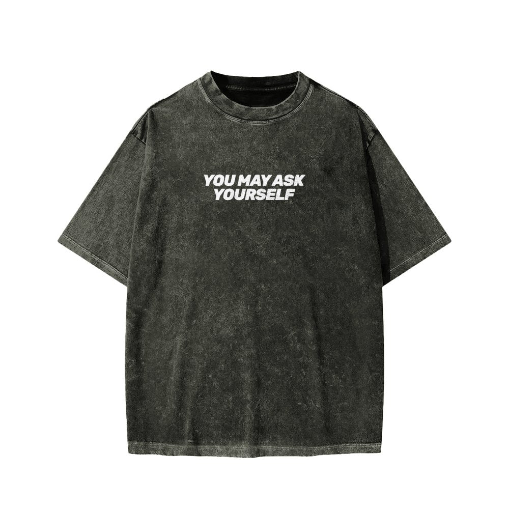 Techno Apocalypse Front And Back Printing Washed T-shirt