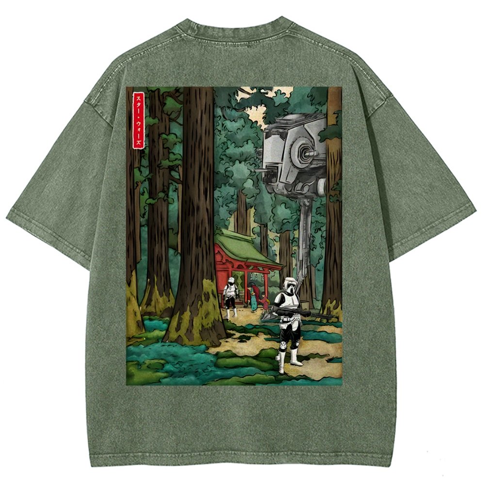 Cosmic Realm In Japanese Forest Washed T-Shirt