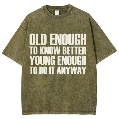 Old Enough To Know Better Young Enough To Do It Anyway Vintage Distressed T-shirt