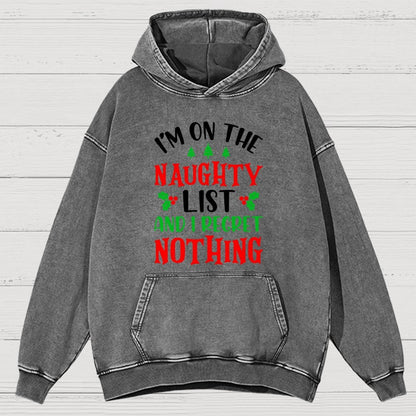 Naughty List And I Regret Nothing Vintage Distressed Hoodie