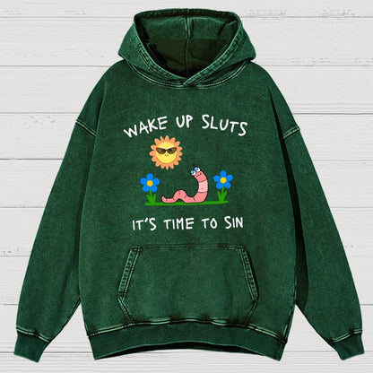 Wake Up Sluts Vintage Distressed Hoodie