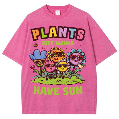 Plants Just Wanna Have Sun Vintage Distressed T-shirt