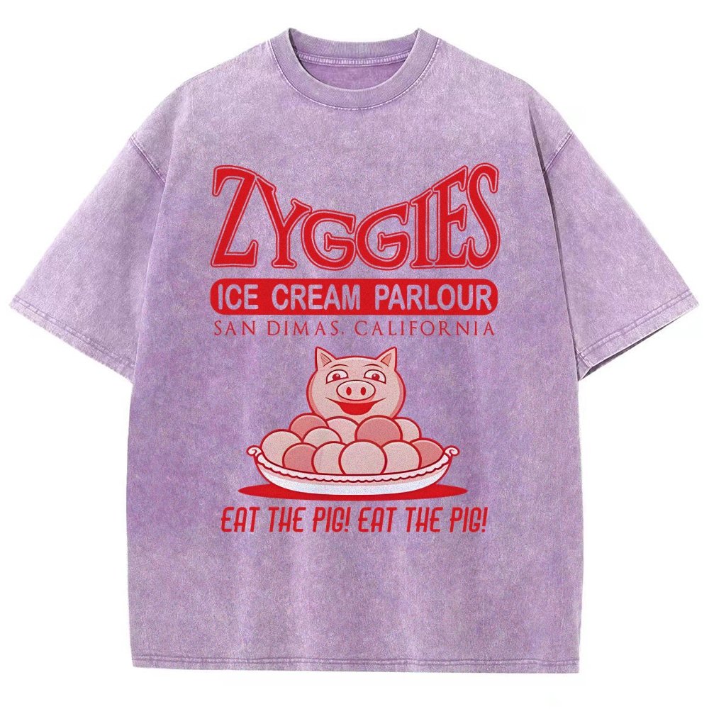 Eat the Pig at Sunny Ice Cream Parlour Ringer Vintage Distressed T-shirt