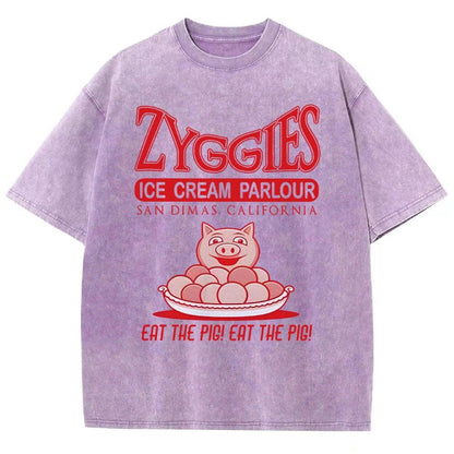 Eat the Pig at Sunny Ice Cream Parlour Ringer Vintage Distressed T-shirt