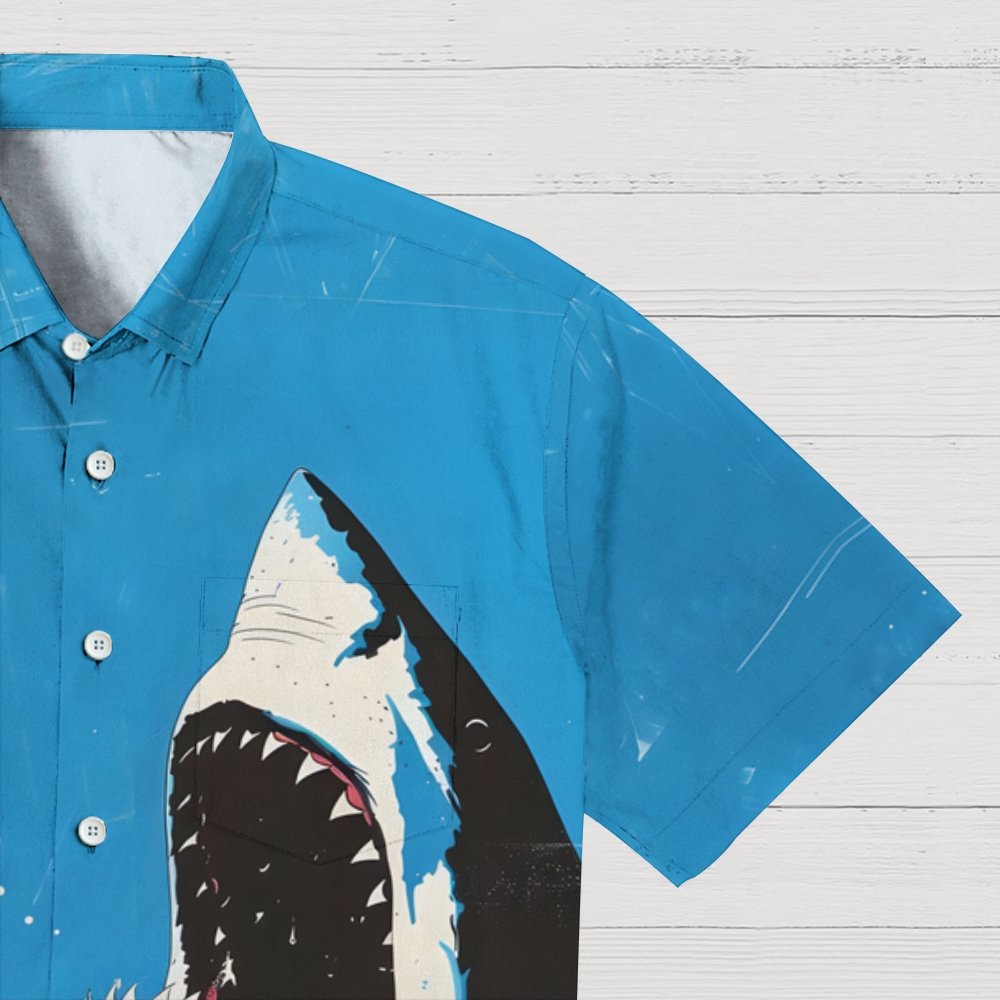 Shark Art Printed Geek Hawaiian Shirt