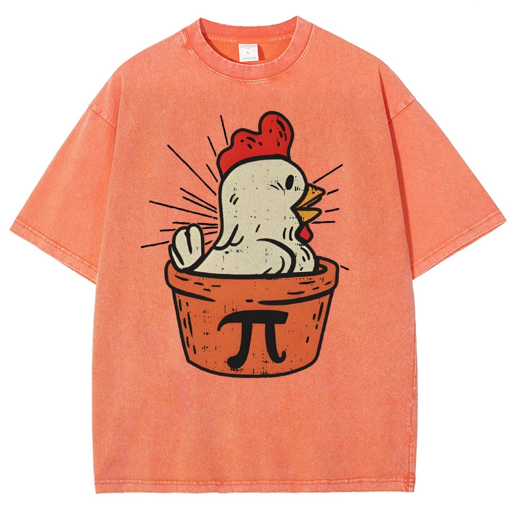 Funny Chicken Pot Pi Vintage Distressed T-shirt