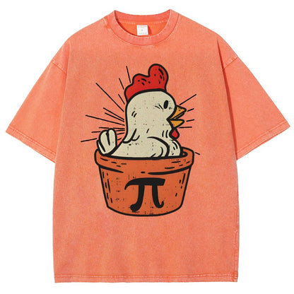 Funny Chicken Pot Pi Vintage Distressed T-shirt