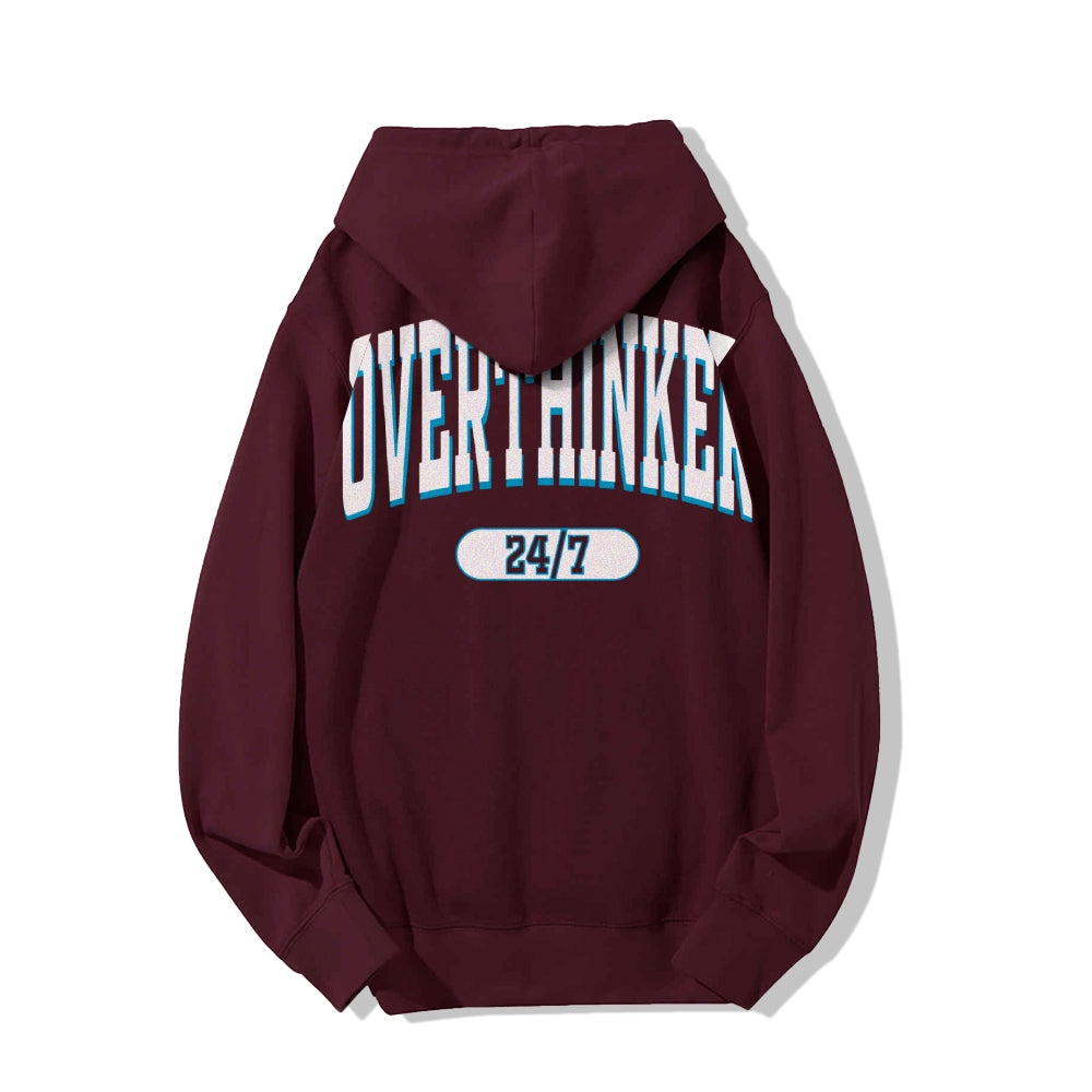 Overthinker All the time Printed Back Cotton Hoodie