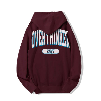 Overthinker All the time Printed Back Cotton Hoodie