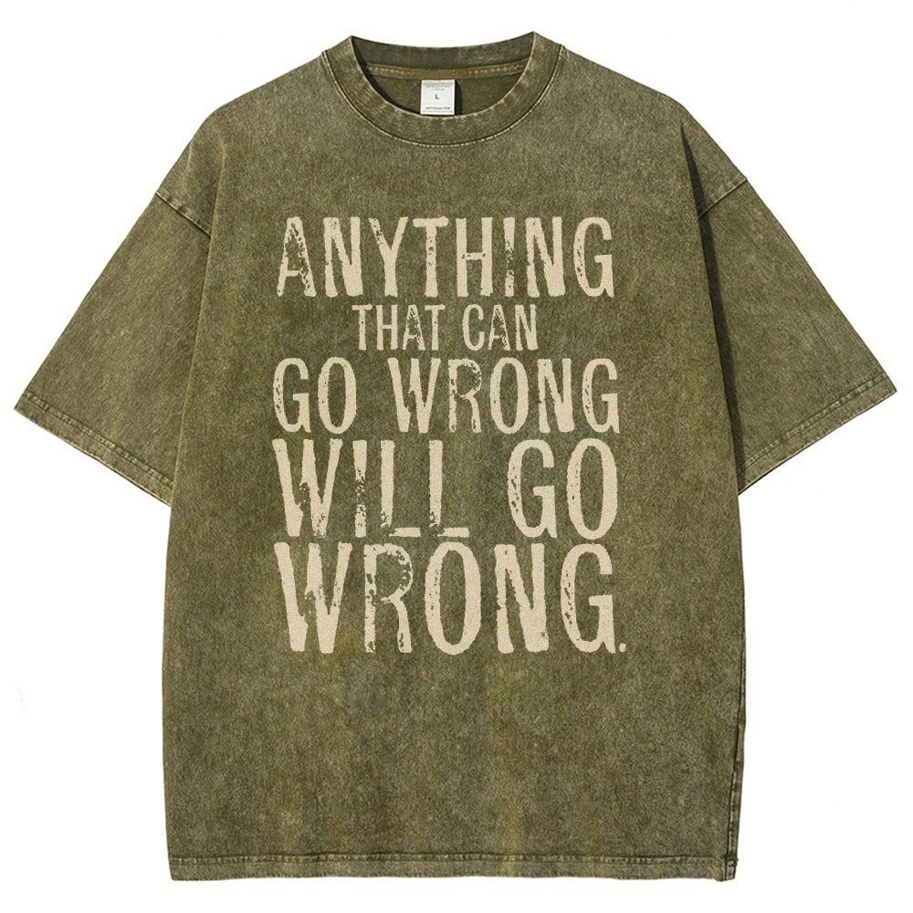 Anyting That Can Go Wrong Will Go Wrong Science Murphy's Law Print Vintage Distressed T-shirt