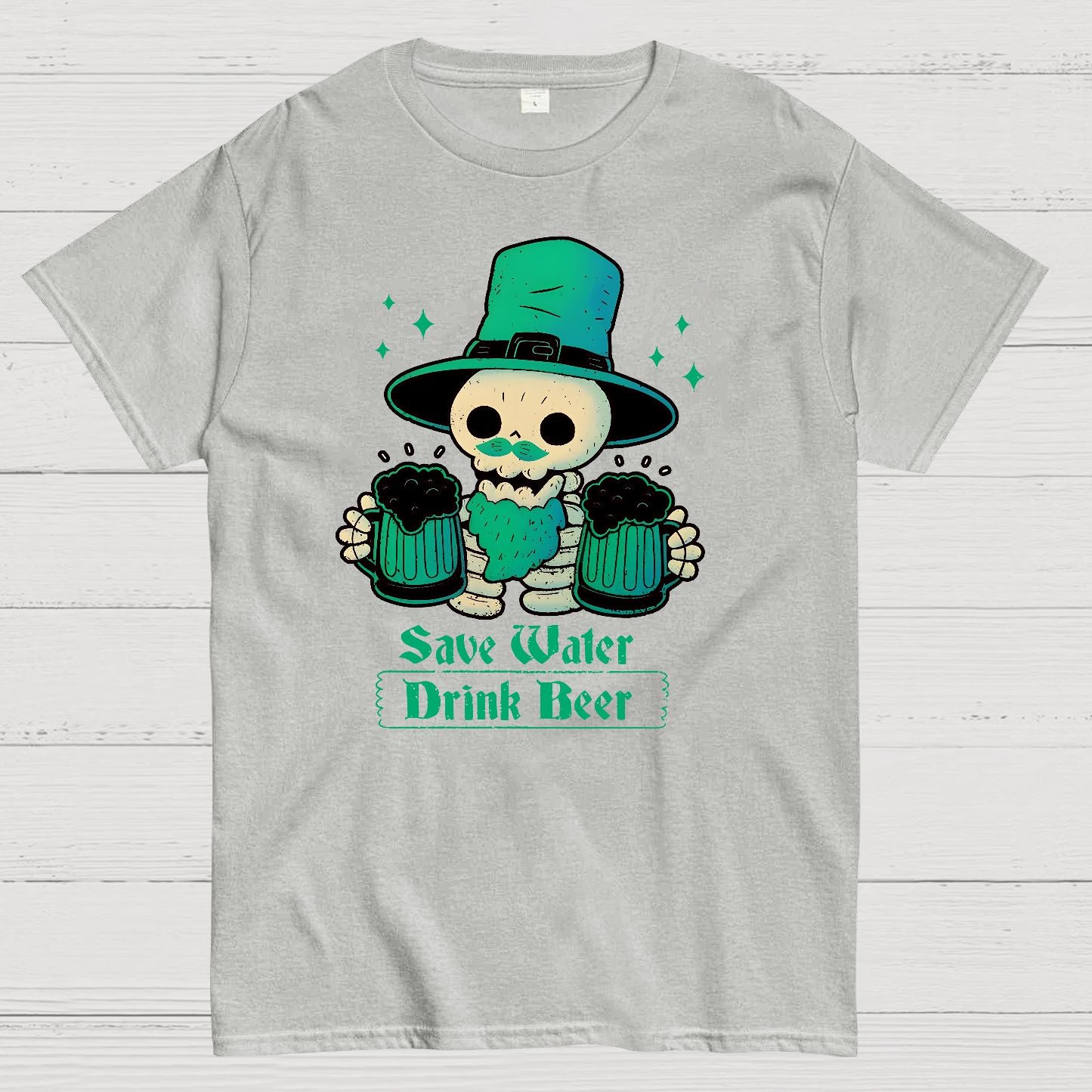Skeleton St Patrick drinks Beer Geek T-Shirt