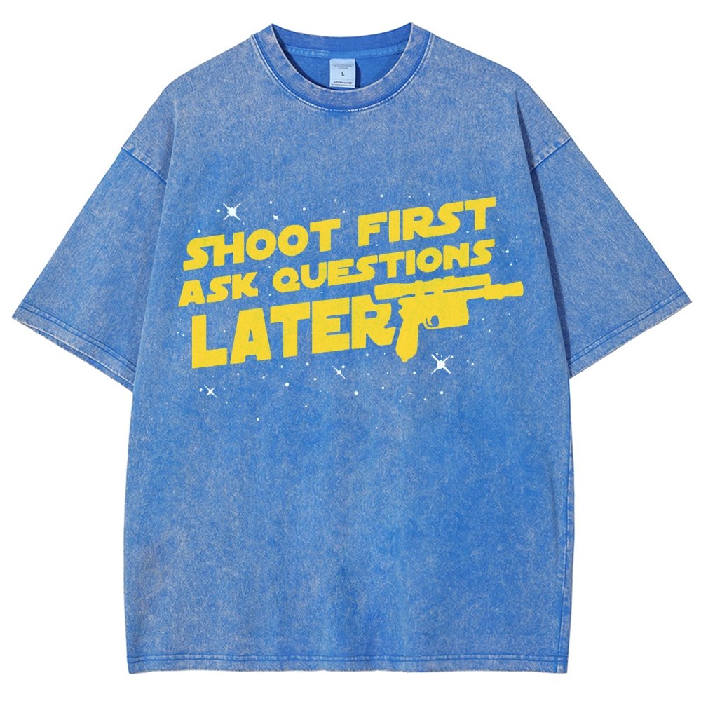 Shoot First Ask Questions Later Vintage Distressed T-shirt