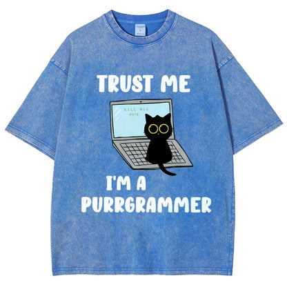 I'm A Purrgrammer Funny Cat Nerdy Vintage Distressed T-shirt