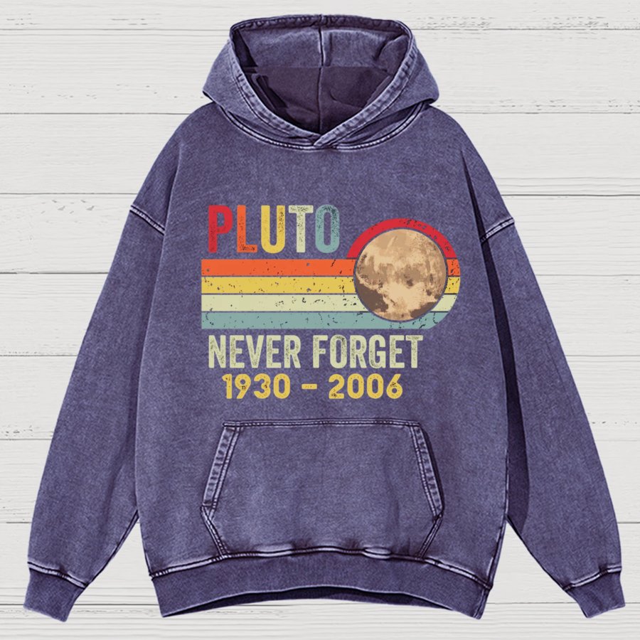 Pluto Never Forget - Funny Science Vintage Distressed Hoodie