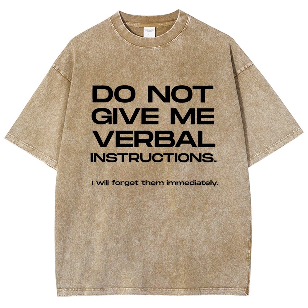 Funny ADHD Don’t Give Me Verbal Instructions Vintage Distressed T-shirt