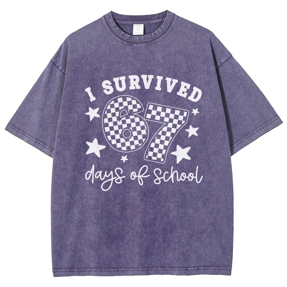 I Survived 67 Days of School Vintage Distressed T-shirt