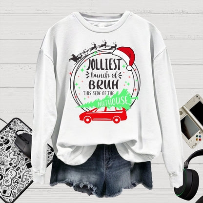 Jolliest Bunch Of Bruh Christmas Cotton Pullover Sweatshirt