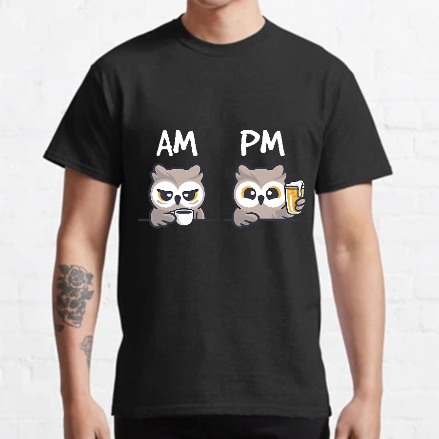 AM PM owl clock Geeky T-Shirt
