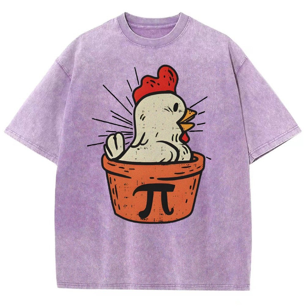 Funny Chicken Pot Pi Vintage Distressed T-shirt