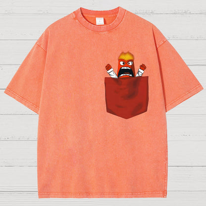 Angry Pocket Fire Monster Vintage Distressed T-shirt