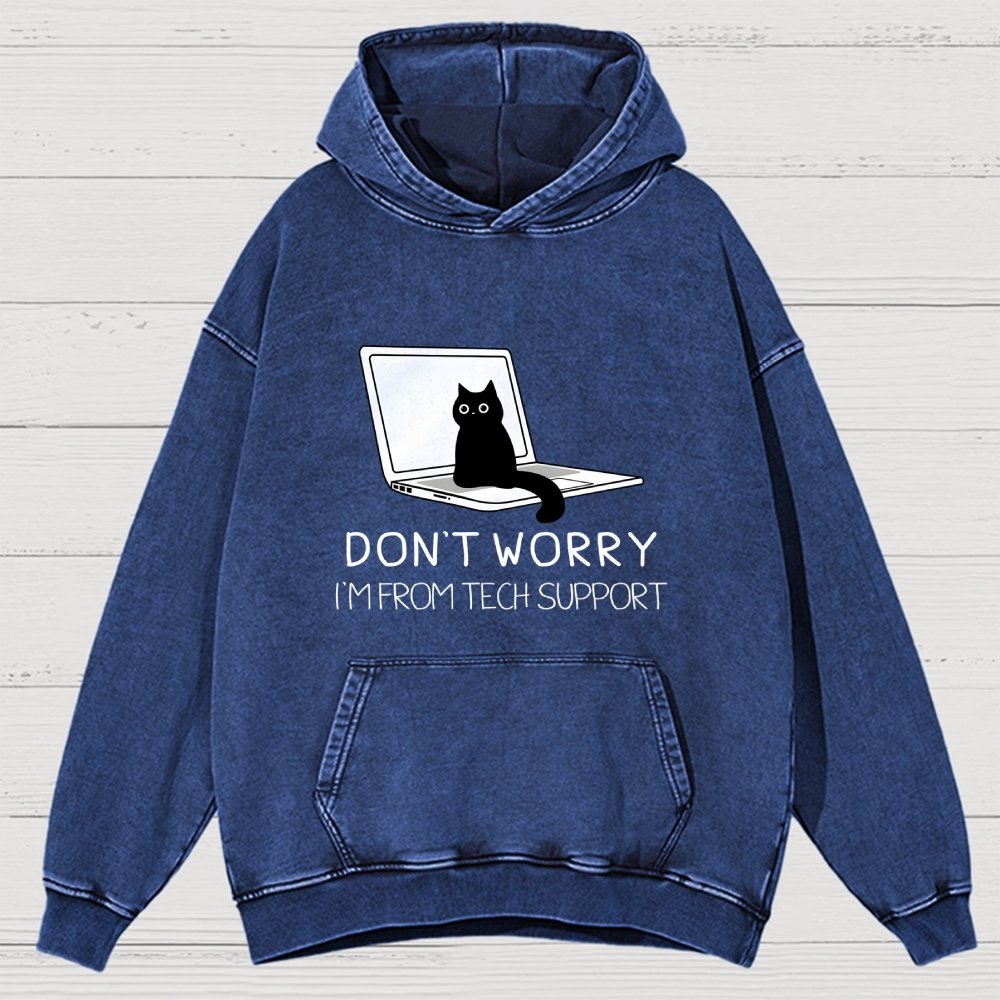 Funny Cat Tech Support  Vintage Distressed Hoodie