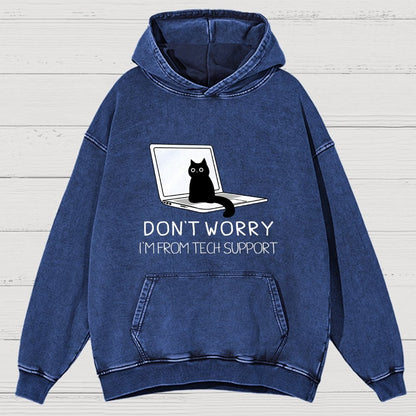 Funny Cat Tech Support  Vintage Distressed Hoodie