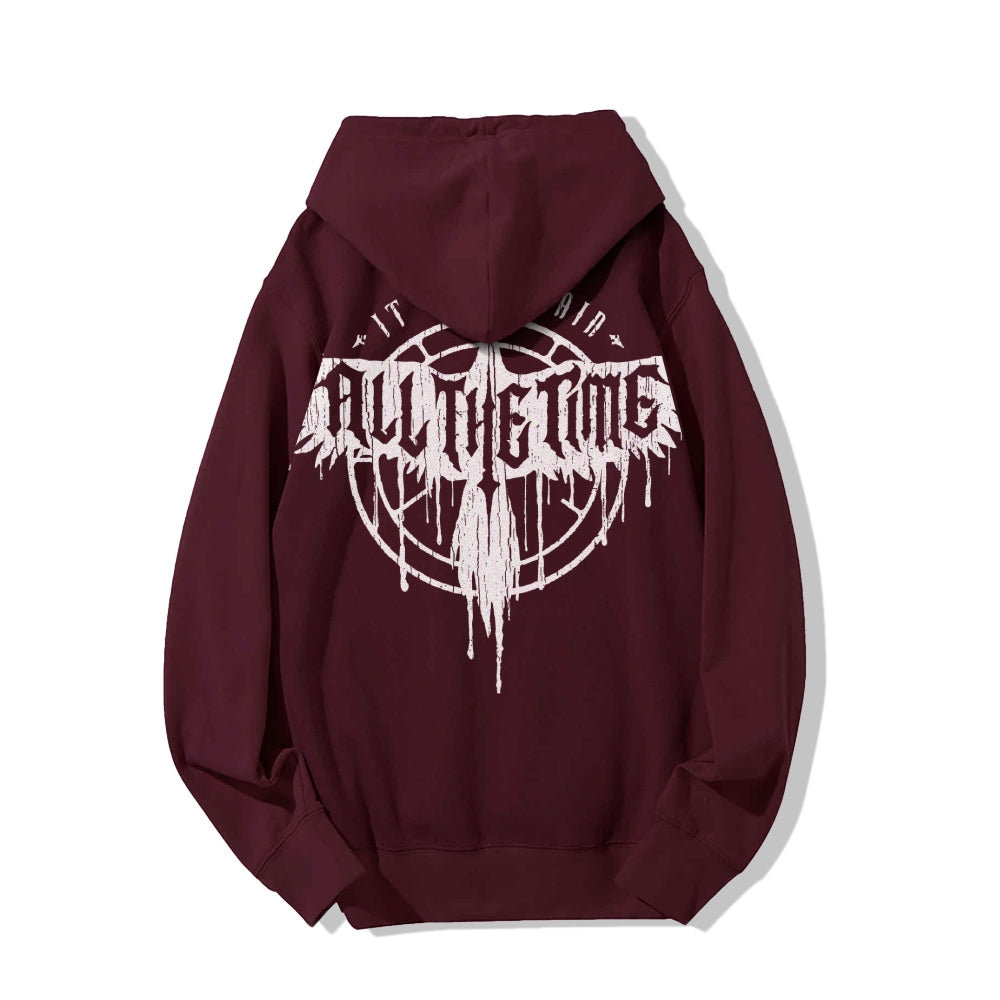 It Can't Rain All The Time Nerd Printed Back Cotton Hoodie