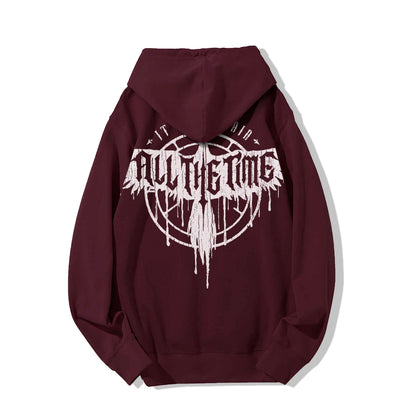 It Can't Rain All The Time Nerd Printed Back Cotton Hoodie