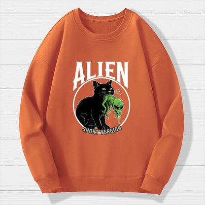 Black Cat Eating Alien Geek Cotton Sweatshirt