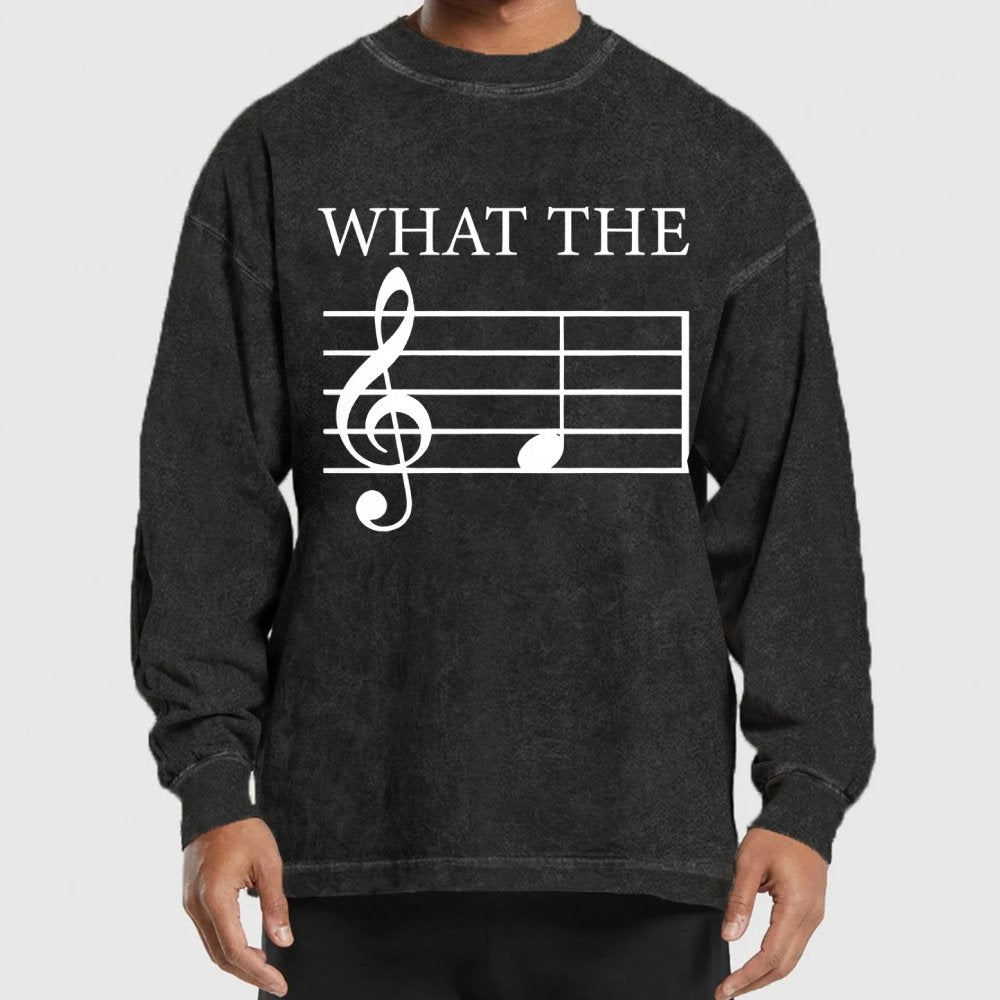 What The F Musical Note Washed Long Sleeve Tee