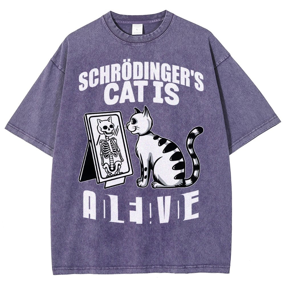 Schrödinger's Cat Dead And Alive Männer Vintage Distressed T-shirt