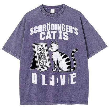 Schrödinger's Cat Dead And Alive Männer Vintage Distressed T-shirt