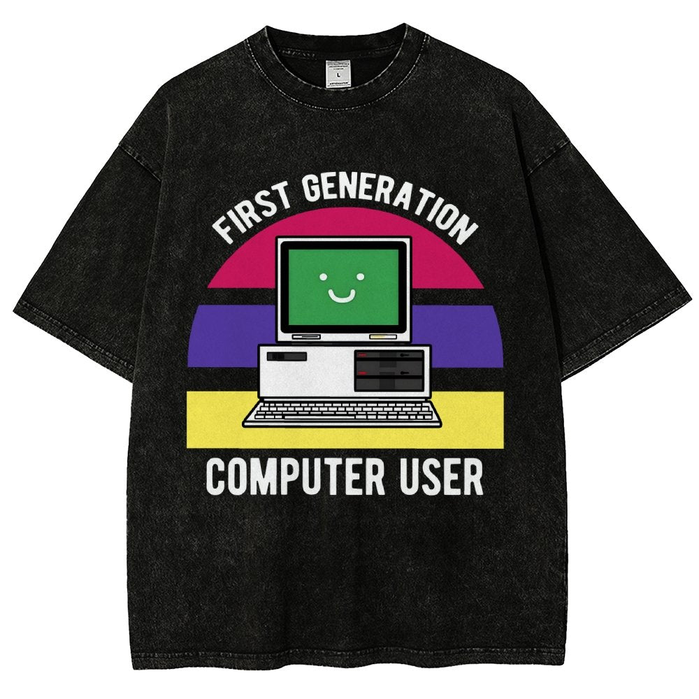 First Generation Computer User Vintage Distressed T-shirt
