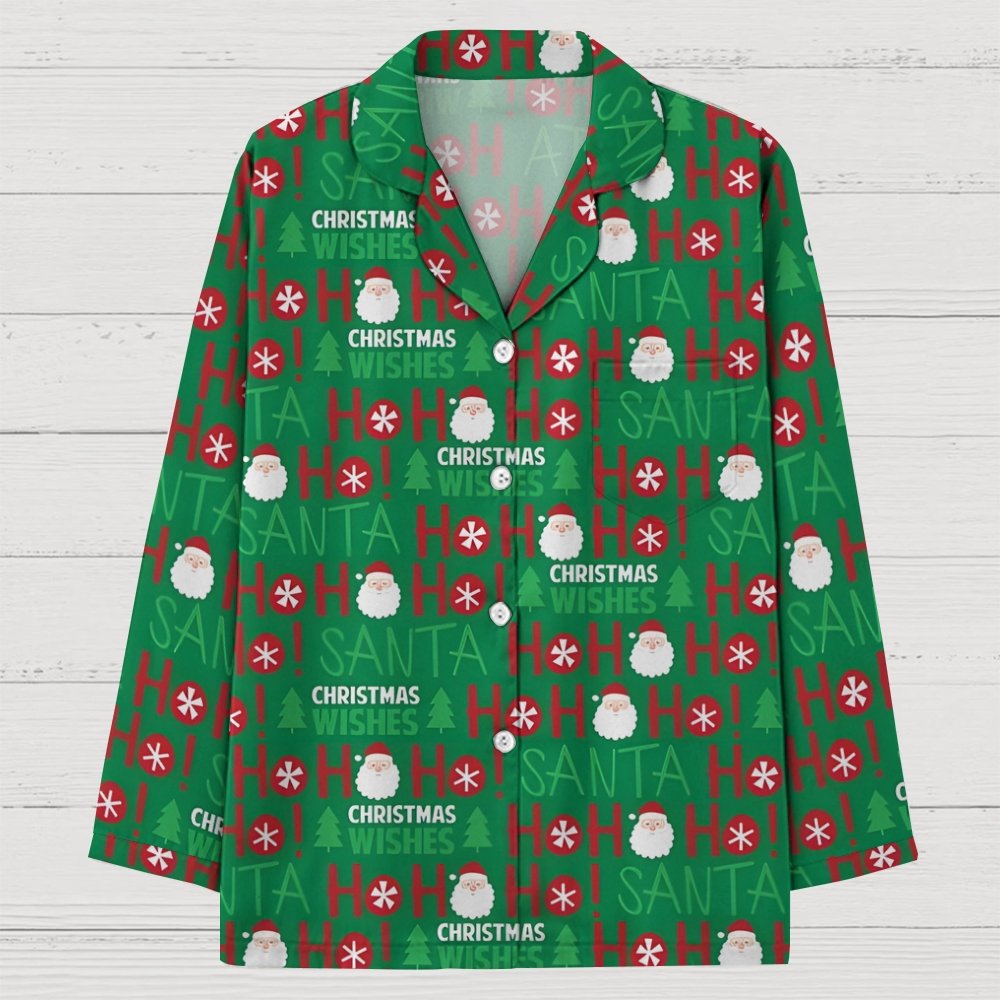 Unisex Christmas Print Geek Long Sleeve Pajama Set