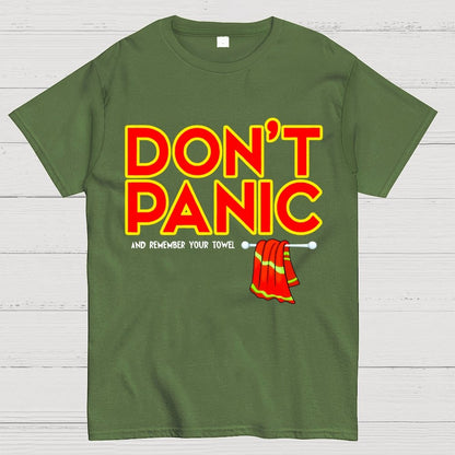 Don't Panic With Towel Geek T-Shirt