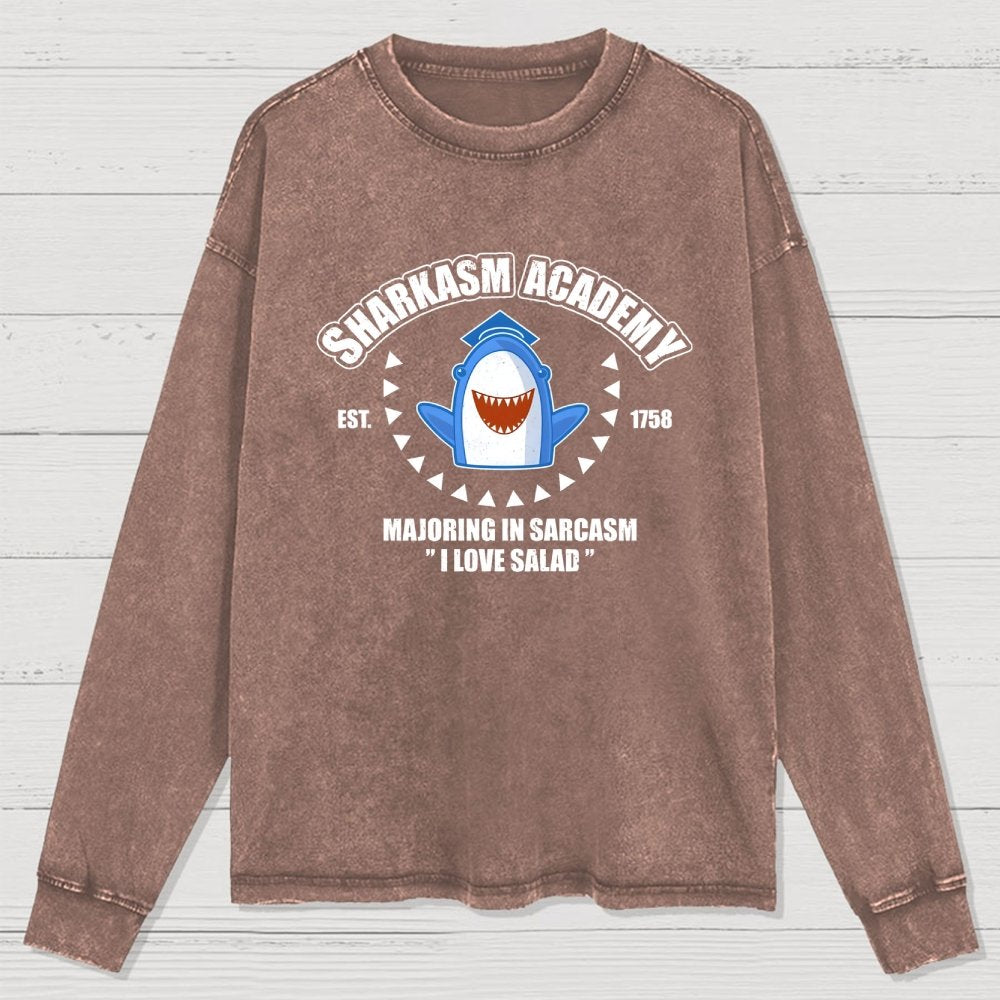 Sharkasm Academy Washed Long Sleeve Tee