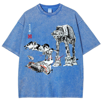 Battle In The Snow Sumi-E Vintage Distressed T-shirt