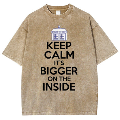 Keep Calm It's Larger On The Inside Vintage Distressed T-shirt