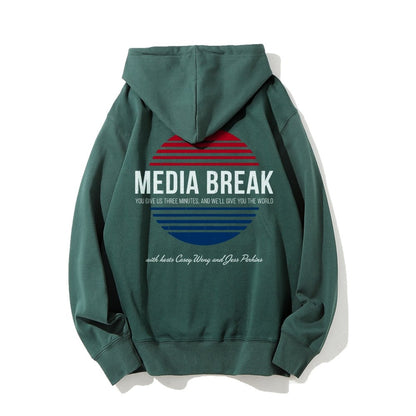 Media Break Printed Back Unisex Cotton Hoodie