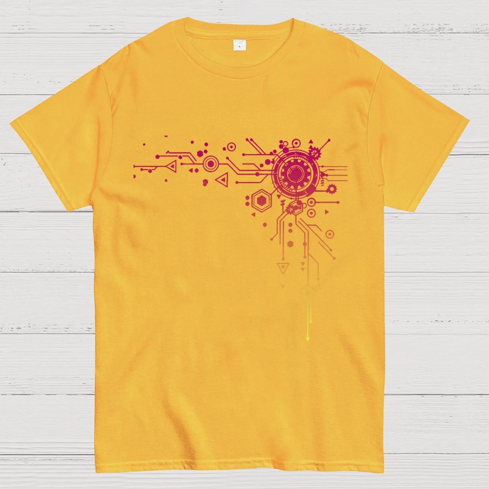 Blue Tech Element Print Unisex Geek T-Shirt