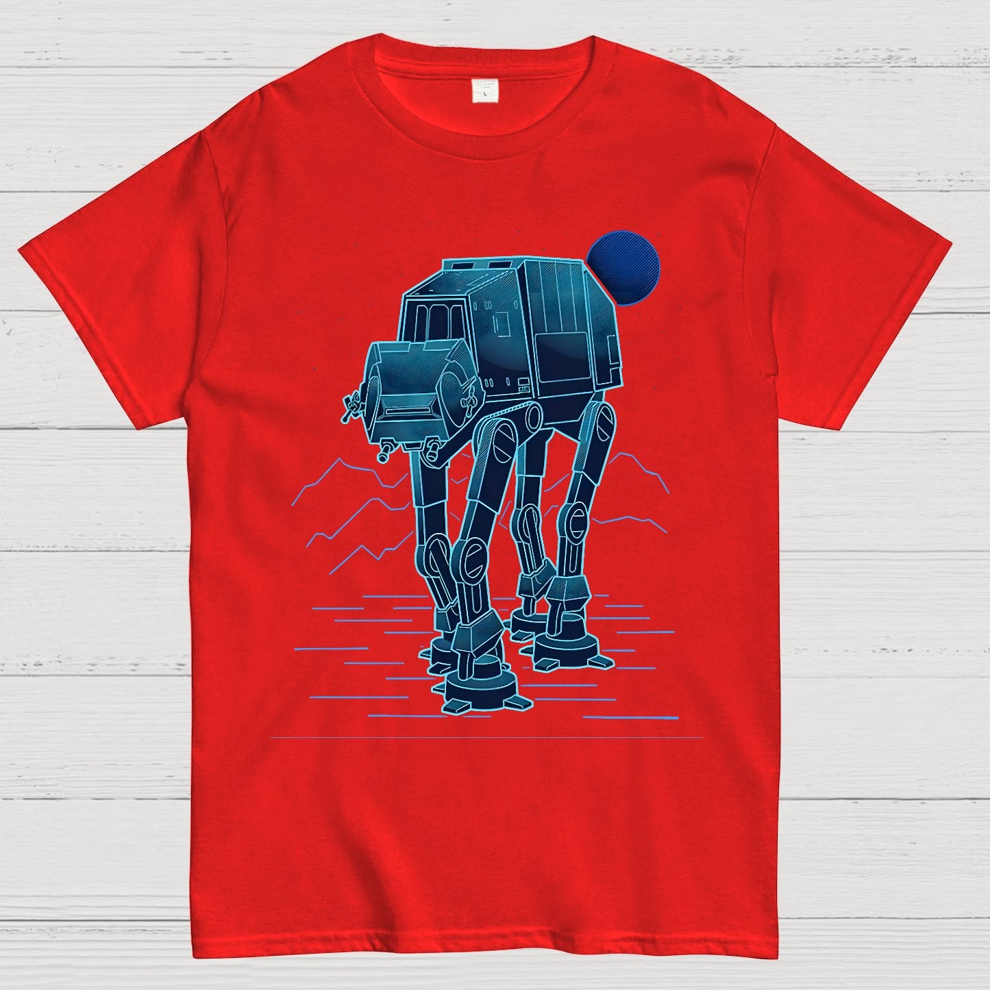 Neon Line-Art Armored Walker Geek T-Shirt