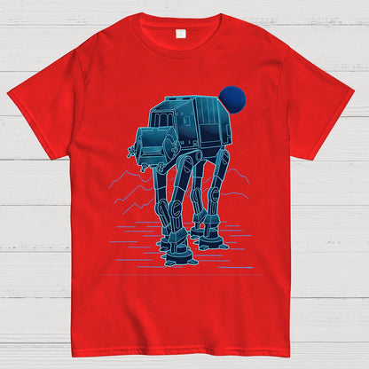 Neon Line-Art Armored Walker Geek T-Shirt