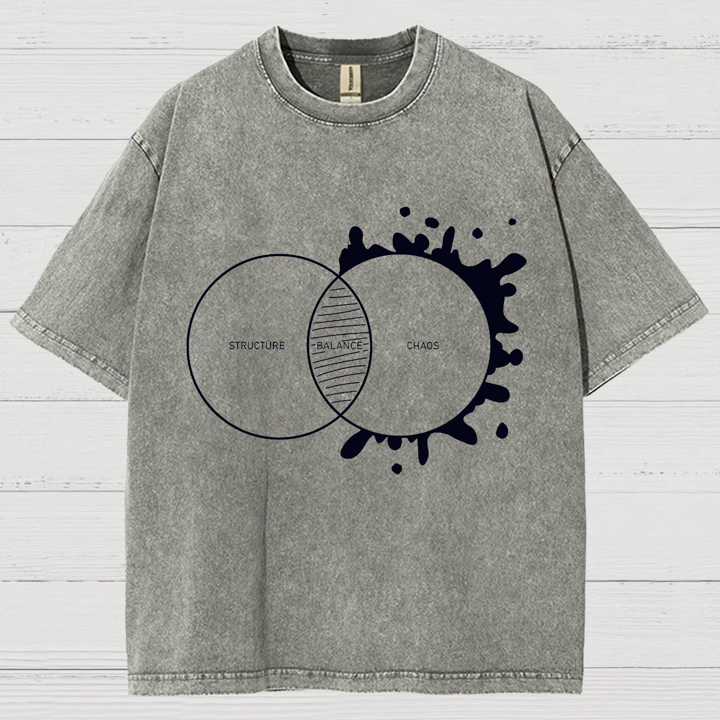 Balance Between Structure and Chaos Geek Vintage Distressed T-shirt