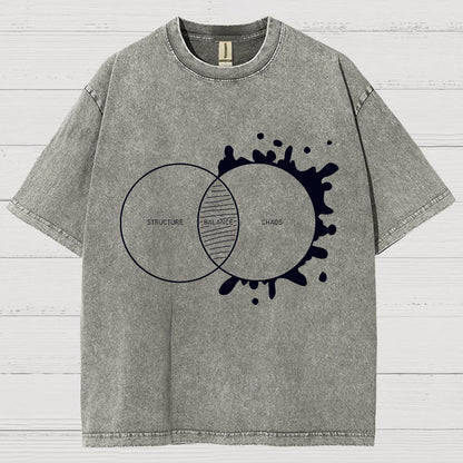 Balance Between Structure and Chaos Geek Vintage Distressed T-shirt