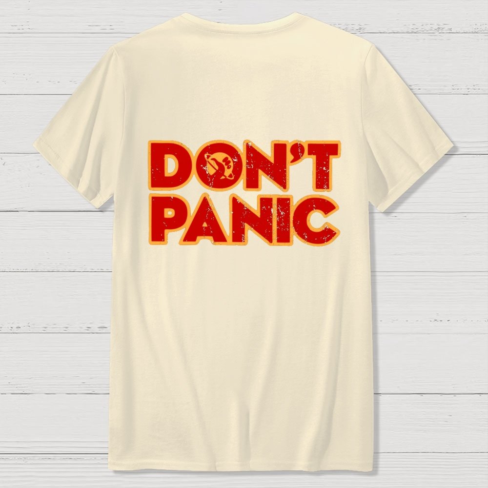 Dont Panic Vintage Distressed Front And Back Printing Geek T-Shirt