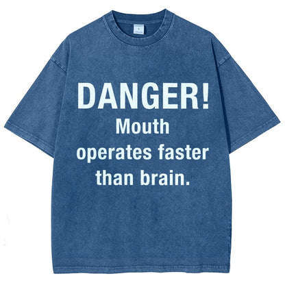 Danger Mouth Works Faster Than Brain Vintage Distressed T-shirt